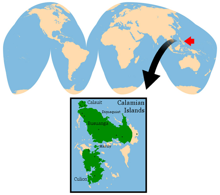 Axis calamianensis Ареал обитания на карте