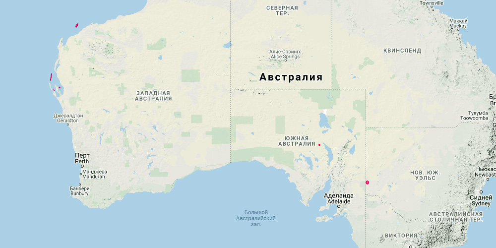 Кистехвостый кенгуру (Bettongia lesueur) Ареал обитания на карте