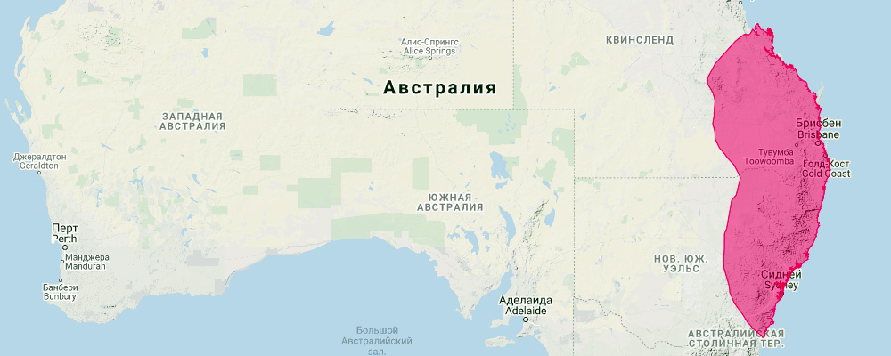 Уэльсский выростогуб (Chalinolobus dwyeri) Ареал обитания на карте