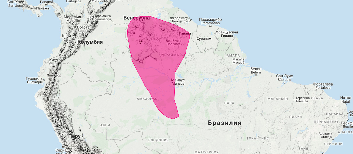 Венесуэльский мешкокрыл (Diclidurus isabellus) Ареал обитания на карте