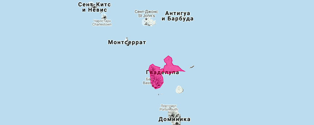 Гуаделупский кожан (Eptesicus guadeloupensis) Ареал обитания на карте