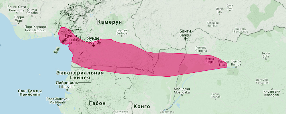 Выростогуб Эгер (Glauconycteris curryae) Ареал обитания на карте