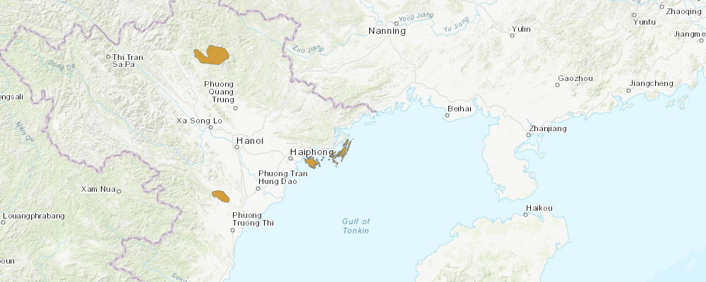 Ha Long Leaf Nosed Bat (Hipposideros alongensis) Ареал обитания на карте