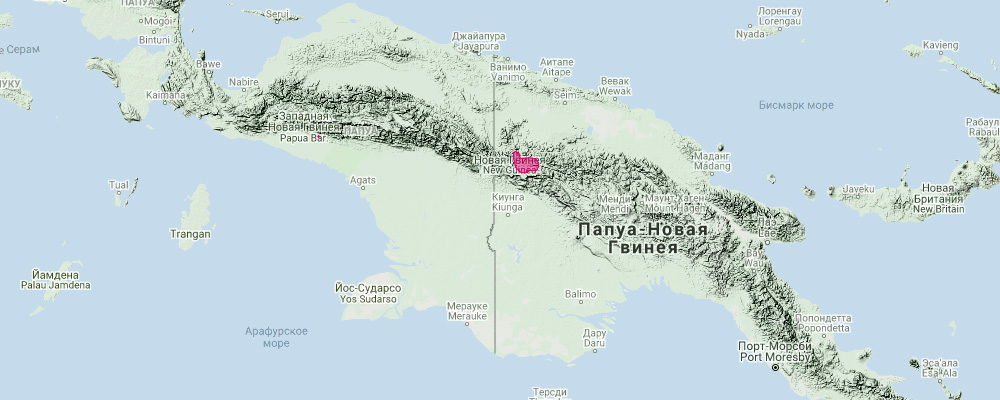 Телефоминский листонос (Hipposideros corynophyllus) Ареал обитания на карте
