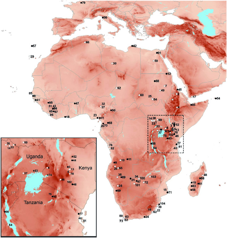 East African Serotine (Laephotis kirinyaga) Ареал обитания на карте