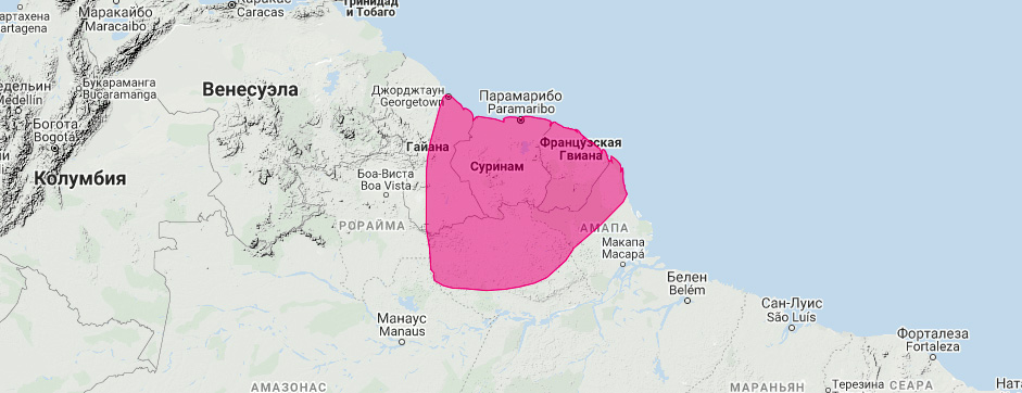 Листонос Шульца (Lophostoma schulzi) Ареал обитания на карте