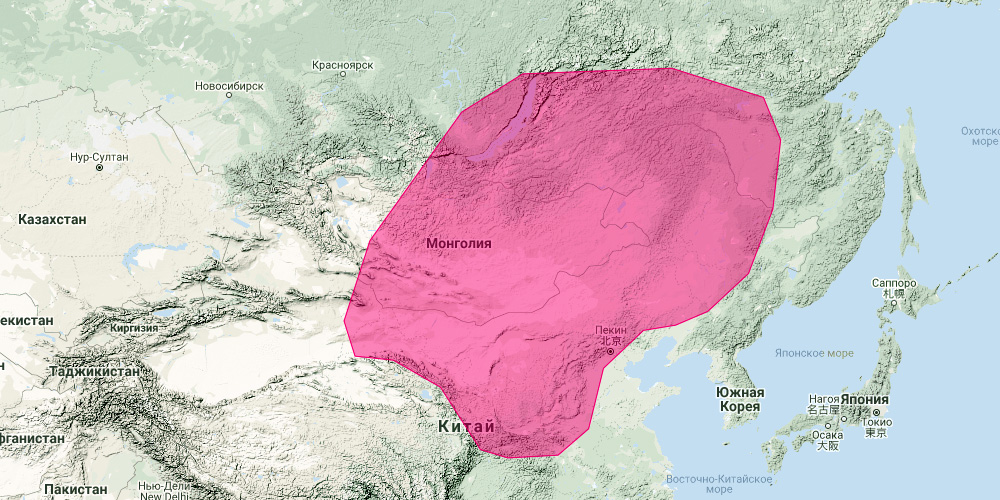 Даурский ёж (Mesechinus dauuricus) Ареал обитания на карте