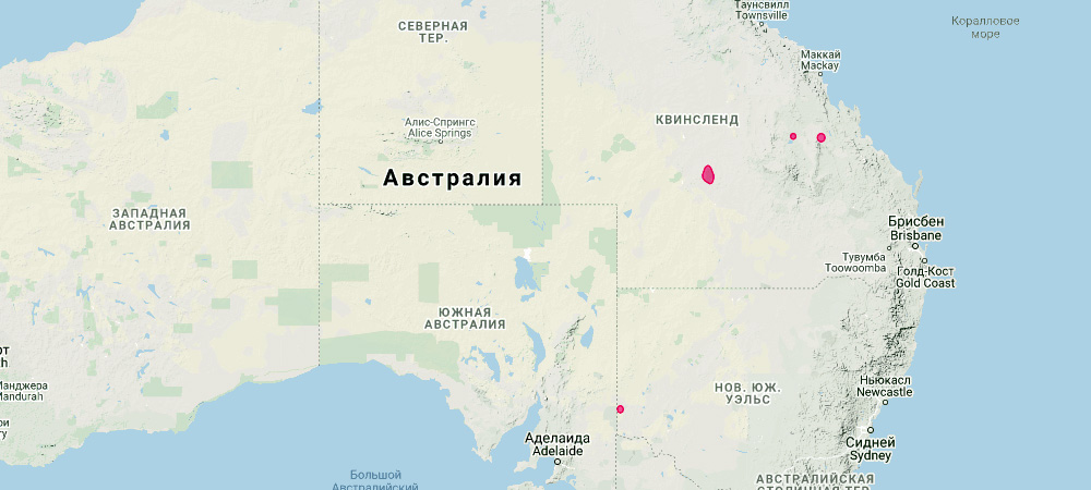 Короткокоготный кенгуру (Onychogalea fraenata) Ареал обитания на карте