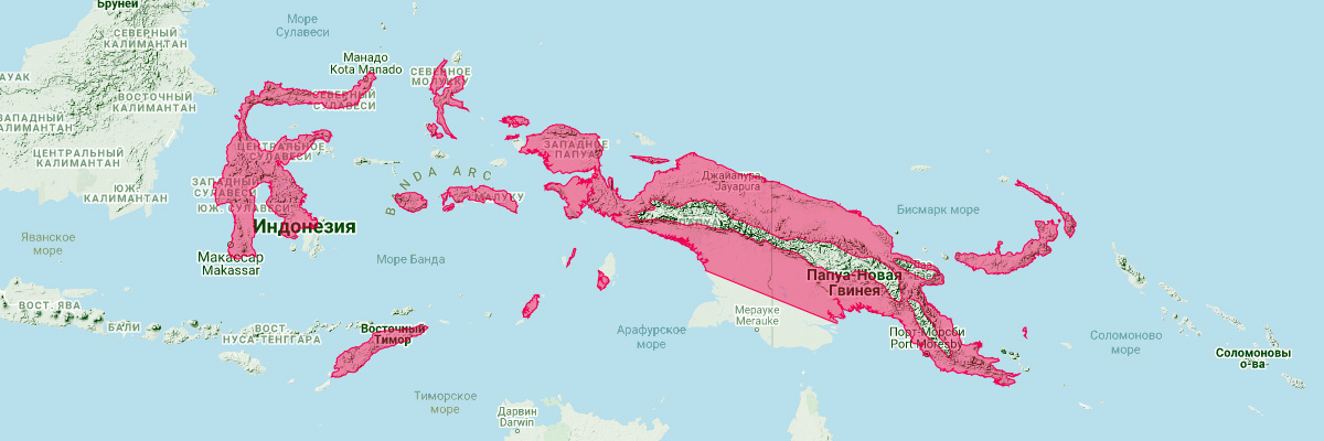 Восточный подковонос (Rhinolophus euryotis) Ареал обитания на карте