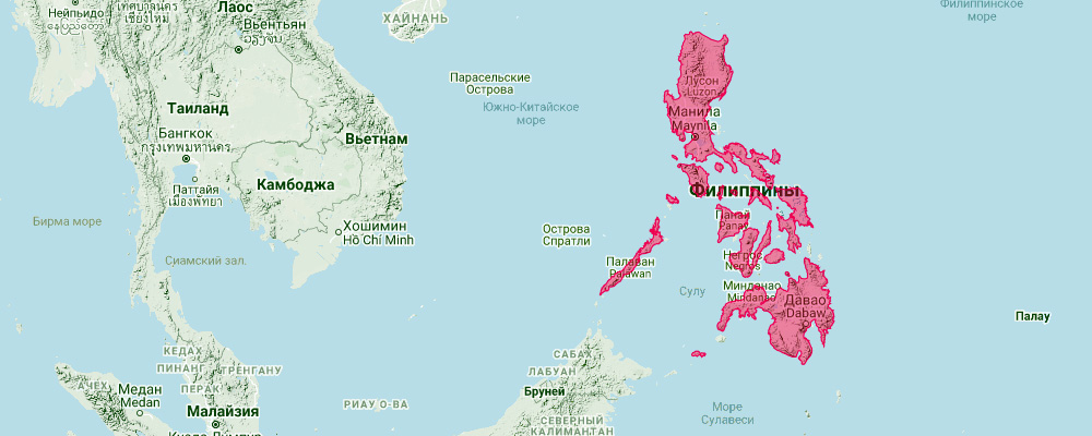 Минданаоский подковонос (Rhinolophus virgo) Ареал обитания на карте